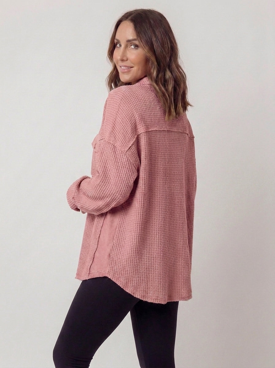 auvora™ Waffle Knit Shacket