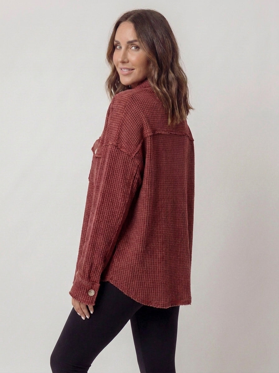 auvora™ Waffle Knit Shacket