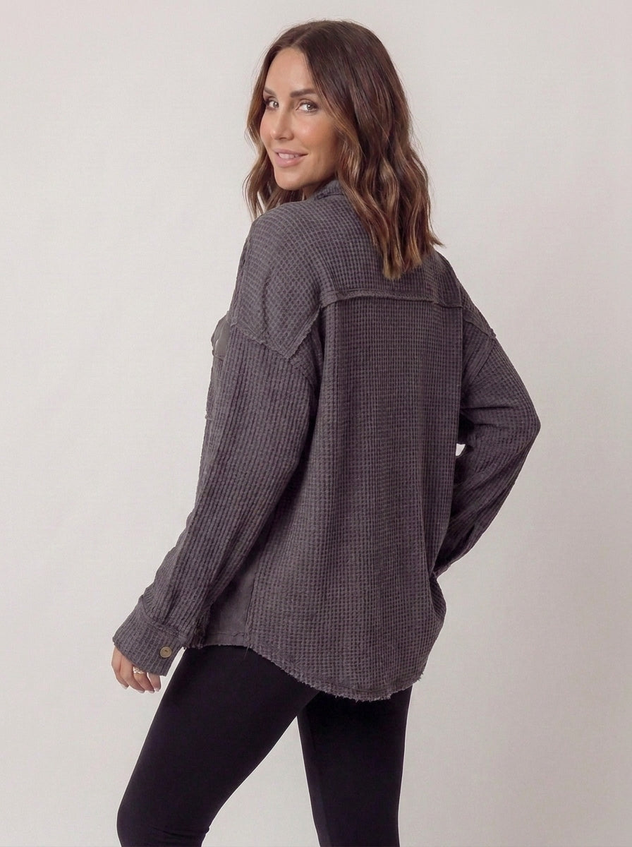 auvora™ Waffle Knit Shacket