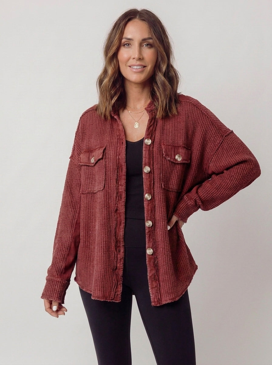 auvora™ Waffle Knit Shacket