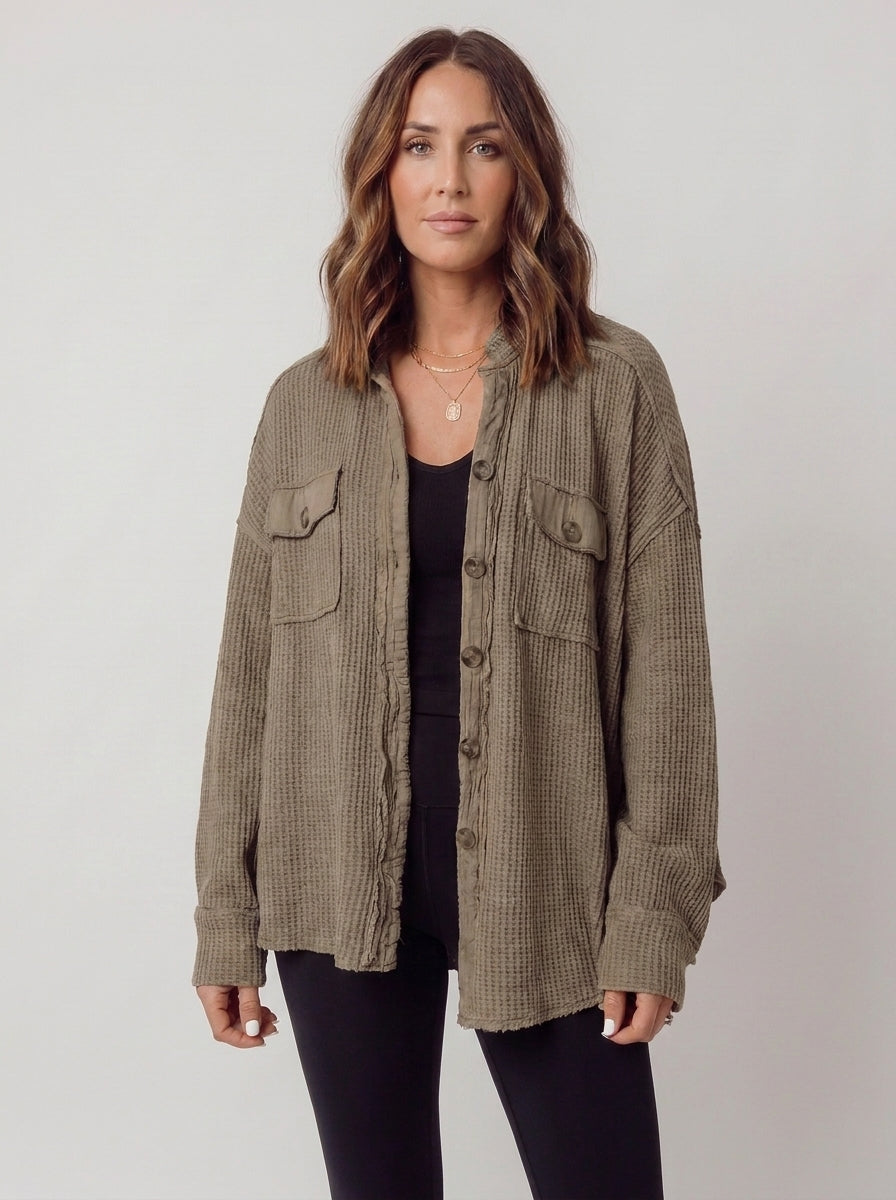 auvora™ Waffle Knit Shacket